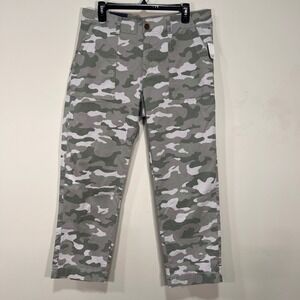 Gap Girlfriend Khaki Camo Pants Womens 12 Gray Green Camouflage Chino New
